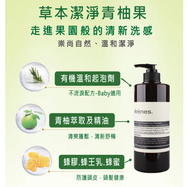 【Arenes】洗髮沐浴混搭任選3件組 植萃香氛洗沐組500ml(3入組洗沐組/控油沁涼/保濕修復/舒敏調理)