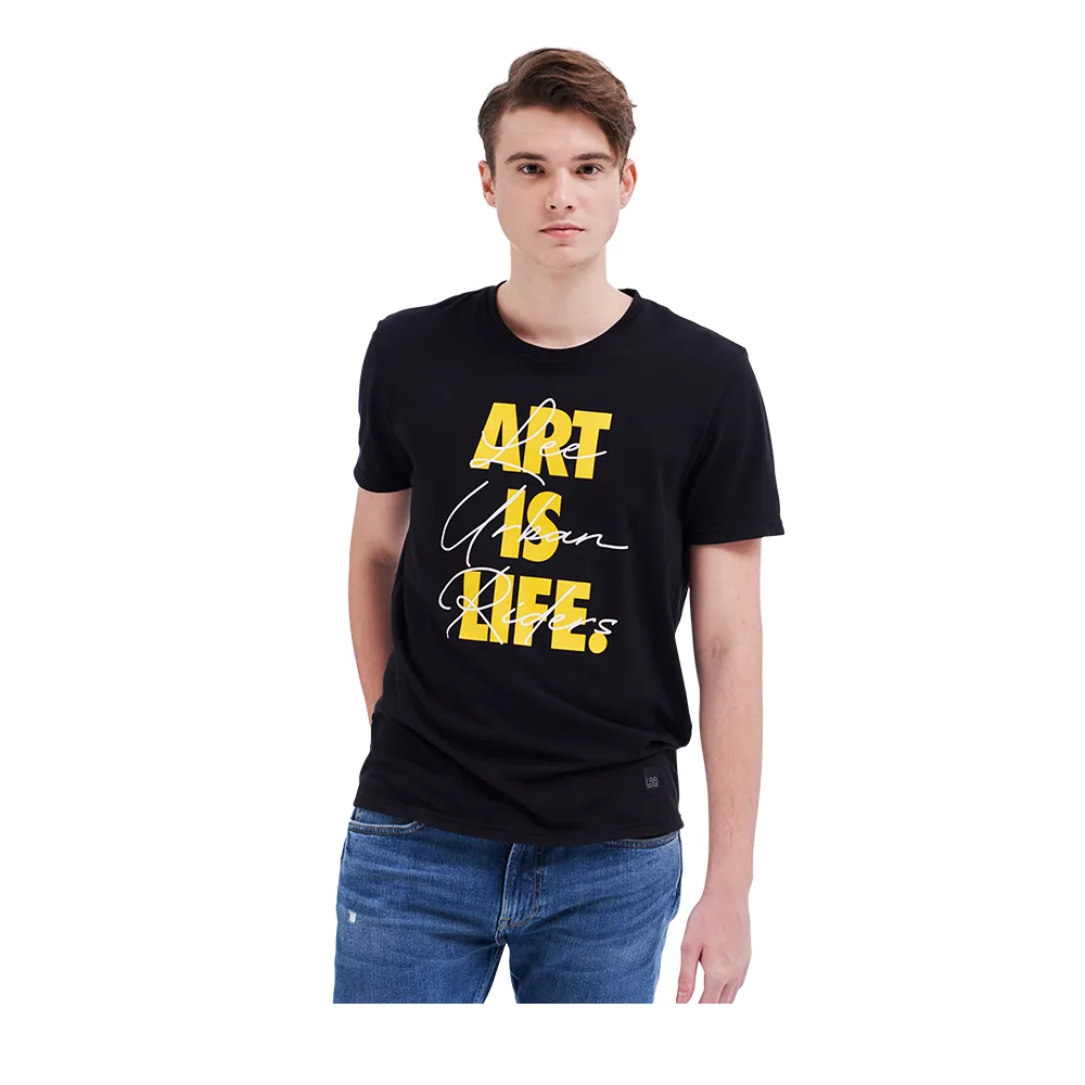 【Lee】男裝 短袖T恤 / 涼感 Art is Life 氣質黑 標準版型 / Urban Riders 系列(LL210149K11)