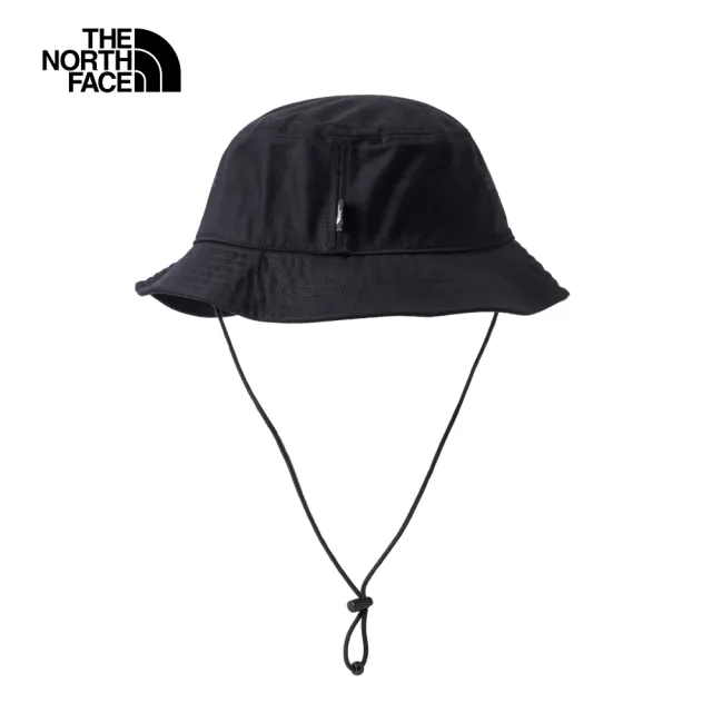 【The North Face】北面男女款黑色可調節帽帶休閒漁夫帽｜7WHNJK3