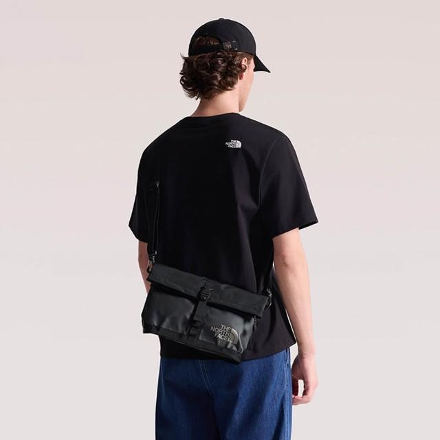 【The North Face】北面男女款黑色DWR防潑水可調節可拆卸背帶休閒單肩包｜8BK6BIA