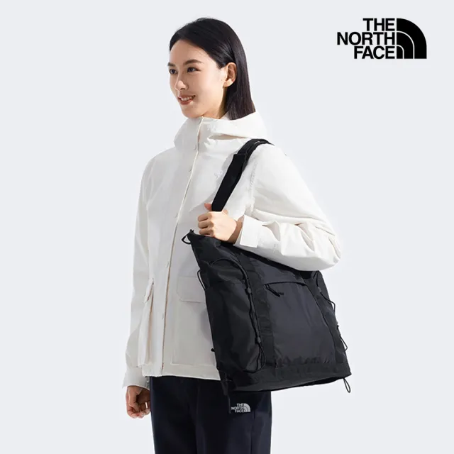 【The North Face】北面男女款黑色DWR防潑水背提兩用托特包|52SV4HF