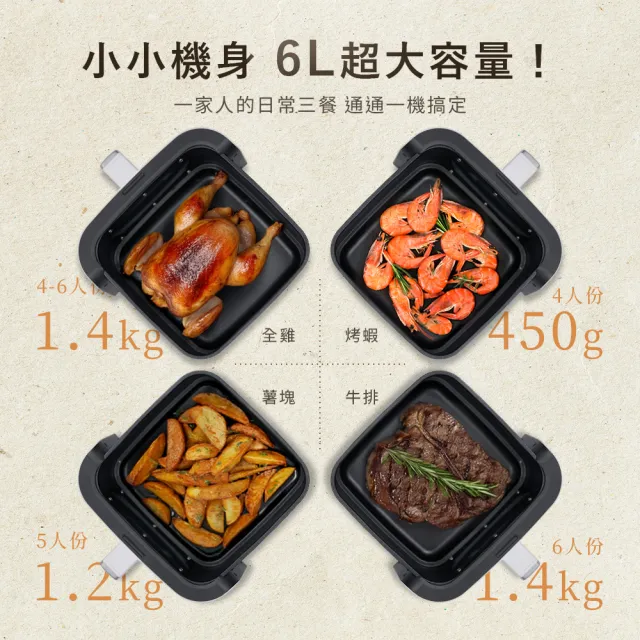 【Arlink】黑白大廚 液晶觸控 6L 透視氣炸鍋 AF-808+配件大禮包(炸鍋/氣炸鍋配件/氣炸鍋/玻璃氣炸鍋)
