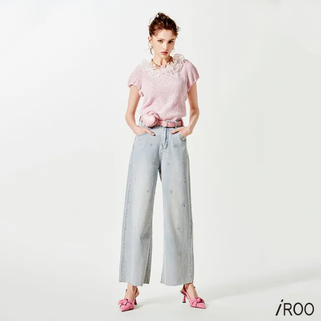 【iROO】佐鑽飾邊荷葉領上衣