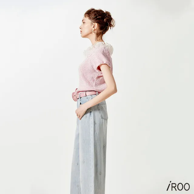 【iROO】佐鑽飾邊荷葉領上衣