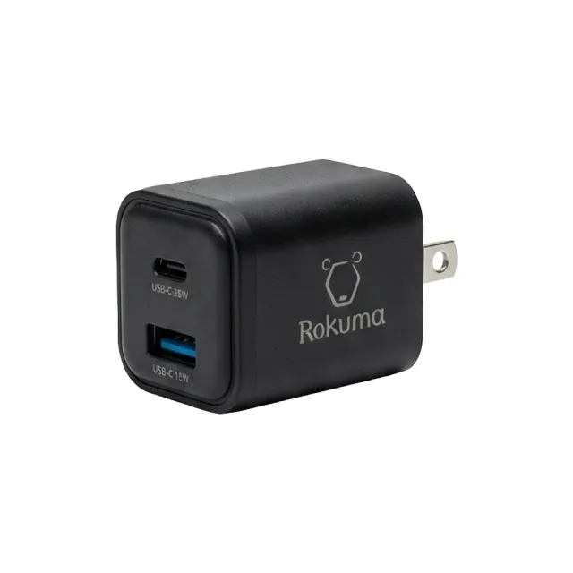 Rokuma 30W GaN 氮化鎵2孔PD快充充電器(ROPD30-B/ROPD30-W)