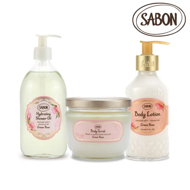 【SABON】官方直營 明星三部曲呵護組(輕潤沐浴油500ml+身體磨砂膏600g+圓瓶身體乳液200ml)