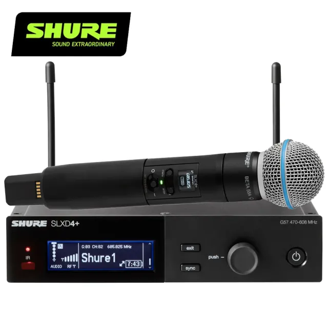 【SHURE】SLXD4+ 數位無線單頻道接收器｜適用於SLX-D+數位無線麥克風系統｜原廠公司貨