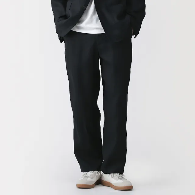 【MUJI 無印良品】男亞麻水洗錐形褲(黑色/原色/深藍)