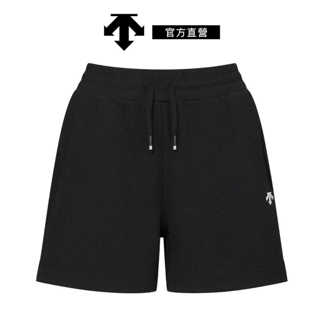 【DESCENTE】迪桑特 女士 4.5吋緹花運動短褲(黑色)