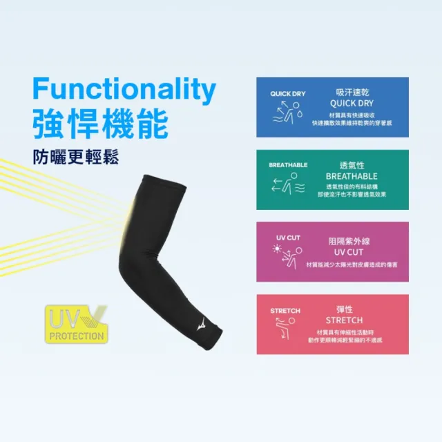 【MIZUNO 美津濃】袖套-台灣製 抗UV 反光 吸濕排汗 慢跑 自行車 單車(32TYDG0309 32TYDG0301 32TYDG0316)