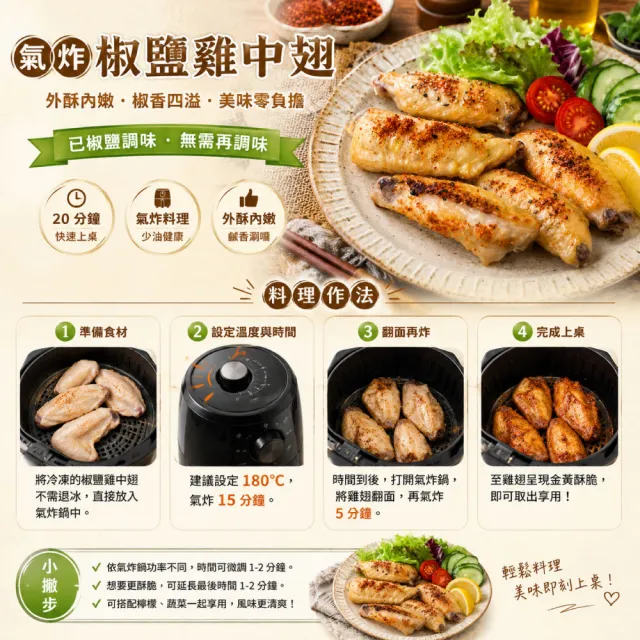【約克街肉舖】赤豪_椒鹽鮮嫩雞中翅4包(500g±10%/包)