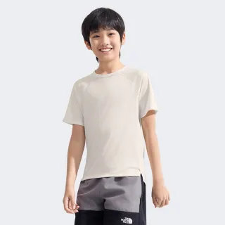 【The North Face】北面兒童米白色UPF防曬短袖T恤｜8BMXQLI(抗UV)