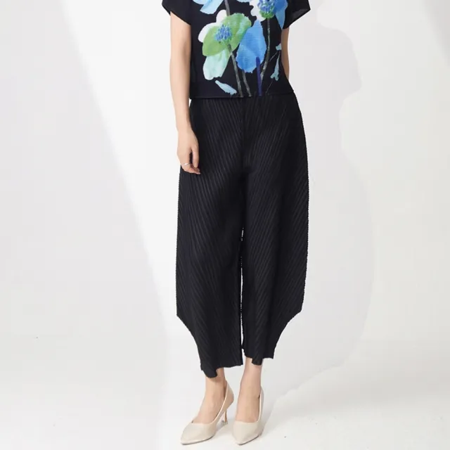 【米蘭精品】現貨+預購 三宅風褶皺衣服摺褲皺褶長褲(摺衣壓褶薄款寬鬆九分哈倫褲折衣女褲子5色74nh86