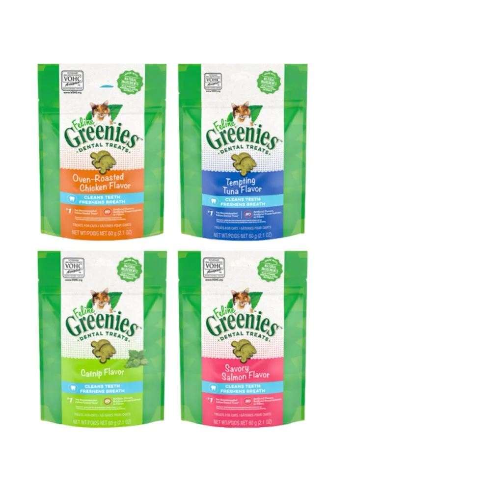 【Greenies 健綠】貓咪潔牙餅 2.1oz 十入組(寵物/貓零食/貓食/貓餅乾/貓潔牙餅)