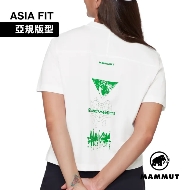 【Mammut 長毛象】Mammut Base Cropped T-Shirt AF Glacier W 有機棉短版短袖T恤 白色 女款 #1017-07470