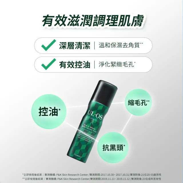【ULOS】機能洗顏慕斯 100g x 3瓶 李雅英代言(刮鬍 控油 抗黑頭 洗臉)