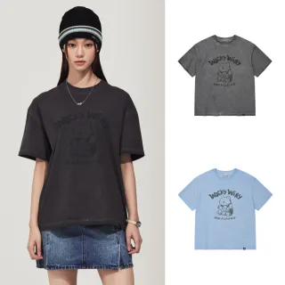 【Wacky WiLLY】官方旗艦館 女款染製圖案短袖上衣(WMS短袖上衣 炭灰/天藍色)