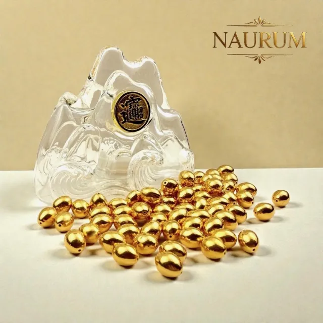 (NAURUM)黃金金豆純金金蛋0.05錢10入組附贈精美琉璃招財進寶收納瓶
