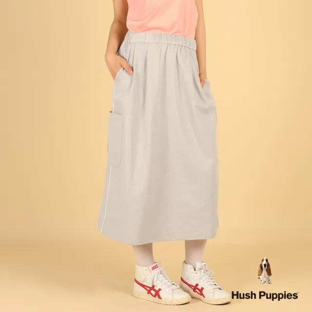 【Hush Puppies】女裝 長裙 細格貼袋休閒長裙 (淺卡其 / 63223102)