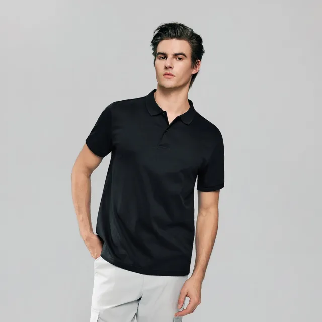 【GIORDANO 佐丹奴】男裝液氨棉修身短袖POLO衫 Liquid Touch系列(09 標誌黑)