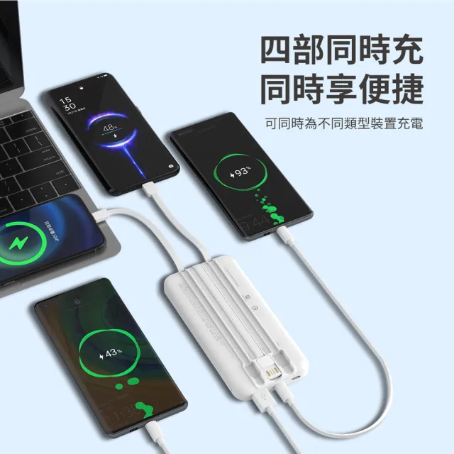 【Philips 飛利浦】2入組-DLP1912 10000mAh PD18W 2孔輸出 行動電源_37Wh (自帶3線/Lighting/Type-C)
