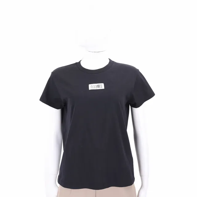 【MM6 MAISON MARGIELA】數字標籤圓領黑色純棉短袖TEE T恤