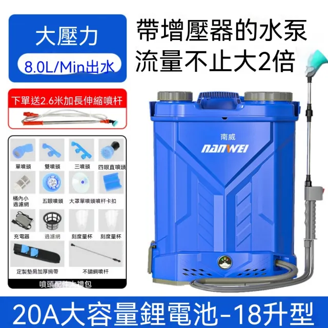 【巧可】電動噴霧器 高壓農用打藥機 鋰電噴灑器 噴藥機 噴霧機 大容量 加長噴桿 18L噴壺