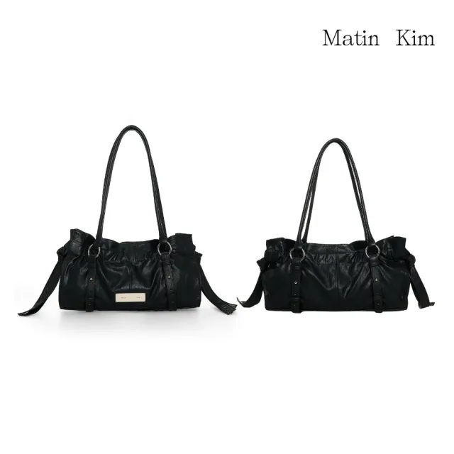 【MATIN KIM】官方旗艦 抽皺綁帶扣環肩背包(多款任選)