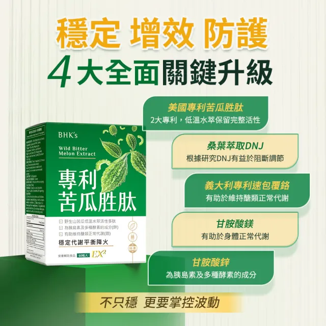 【BHK’s】專利苦瓜胜EX 素食膠囊 2盒(60粒/盒)