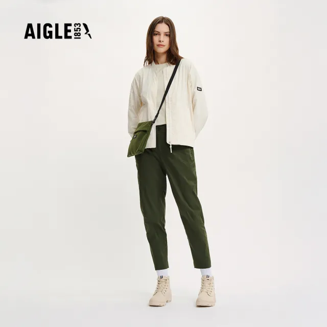 【AIGLE】女 快乾彈性九分褲｜AG-4P228A080 軍綠(coolmax 吸濕排汗 快乾 彈性褲)