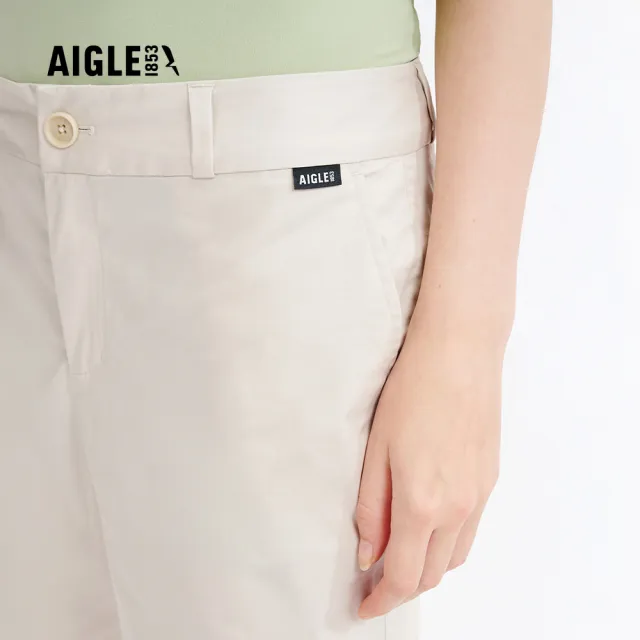 【AIGLE】女 快乾彈性九分褲｜AG-4P228A138 淺卡其(coolmax 吸濕排汗 快乾 彈性褲)