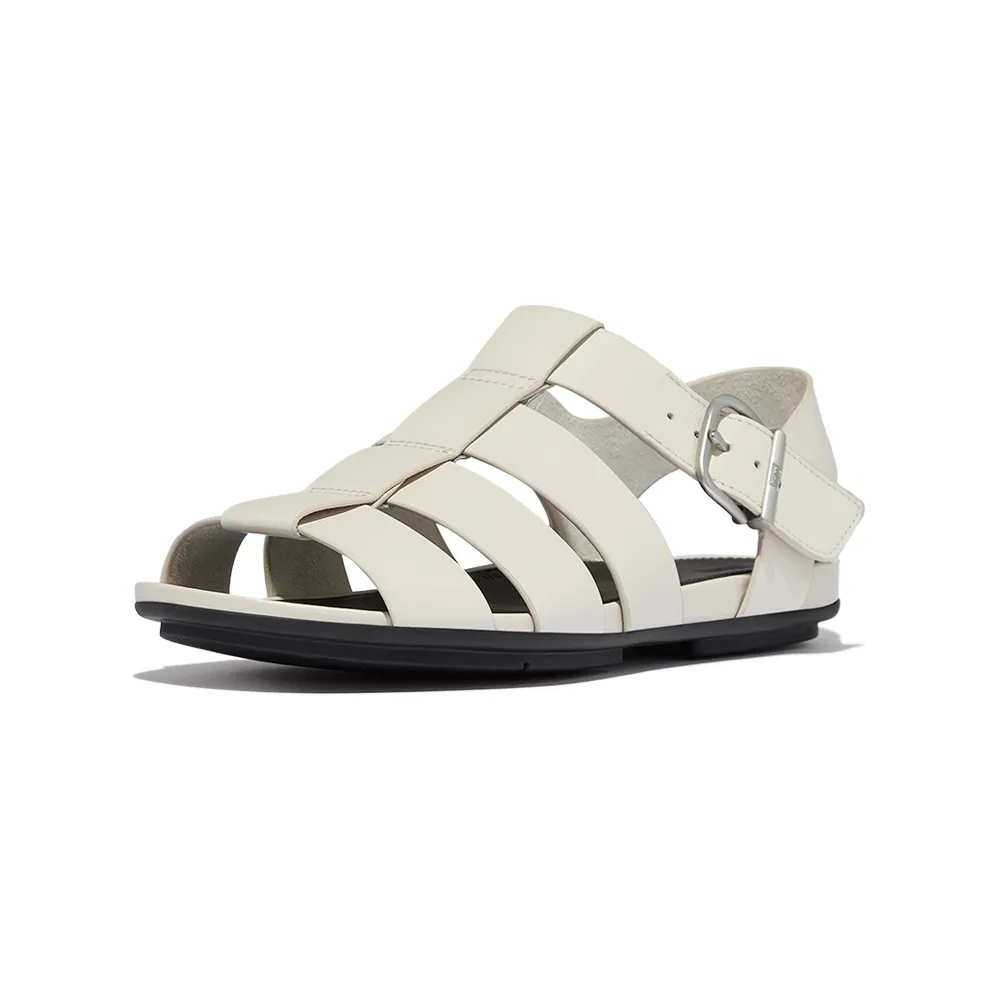 【FitFlop】GRACIE 皮革漁夫涼鞋-女(米色)