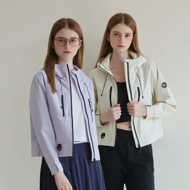 【ELLE ACTIVE】女款 機能防風防潑水連帽防曬風衣外套(多色任選)