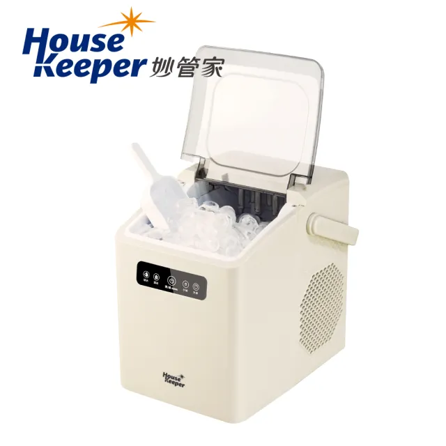 【妙管家】微電腦全自動觸控極速製冰機(燕麥白) HK-003GR 桌上型 可自動清洗 戶外露營 家用