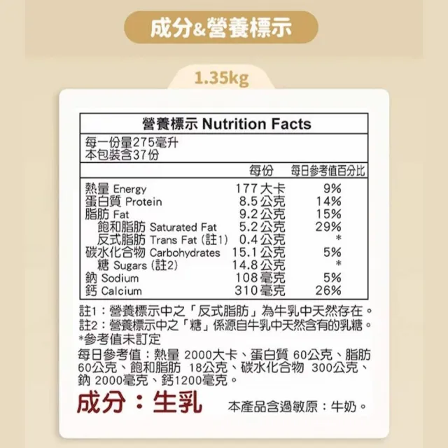 【KLIM 克寧】100%純生乳奶粉1.35kg/罐(無塑膠蓋環保版本/免運/水沖即享/溫暖營養/1111campaign)