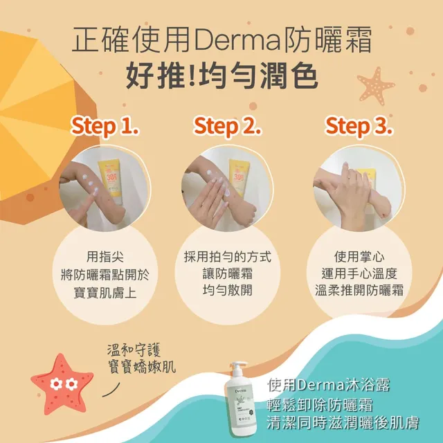 【Derma 丹麥德瑪】寶寶有機防水物理防曬霜旅行號 150ml(嬰幼童防曬)