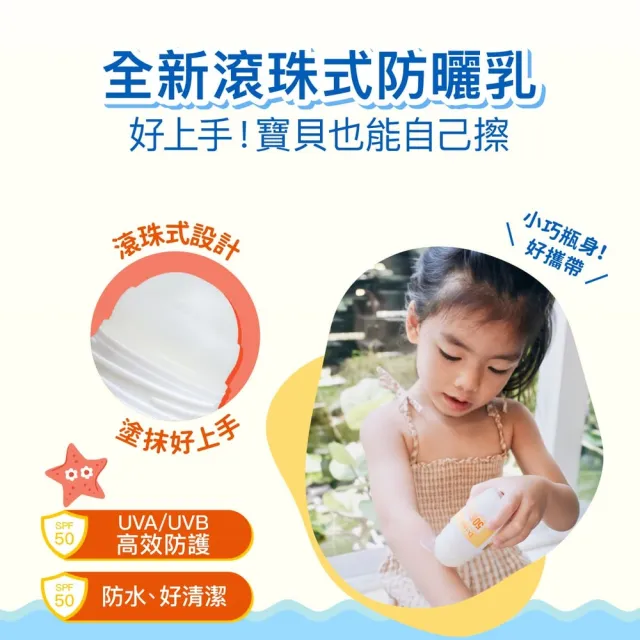 【Derma 丹麥德瑪】兒童防水滾珠防曬乳SPF50(防曬霜)