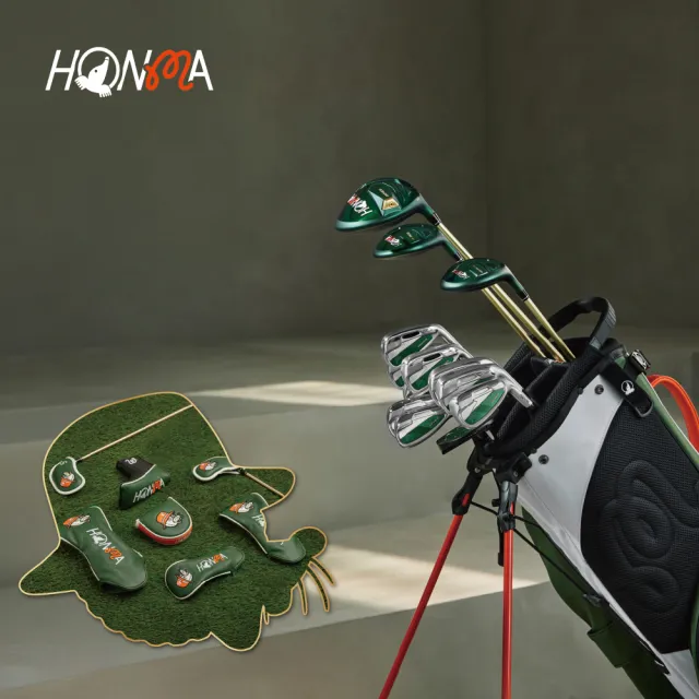 【HONMA 本間高爾夫】HONMAxMalbon聯名高爾夫套桿組 男款4木9鐵(5-11.AW.SW)+推桿+專屬球袋及桿套 七夕限定