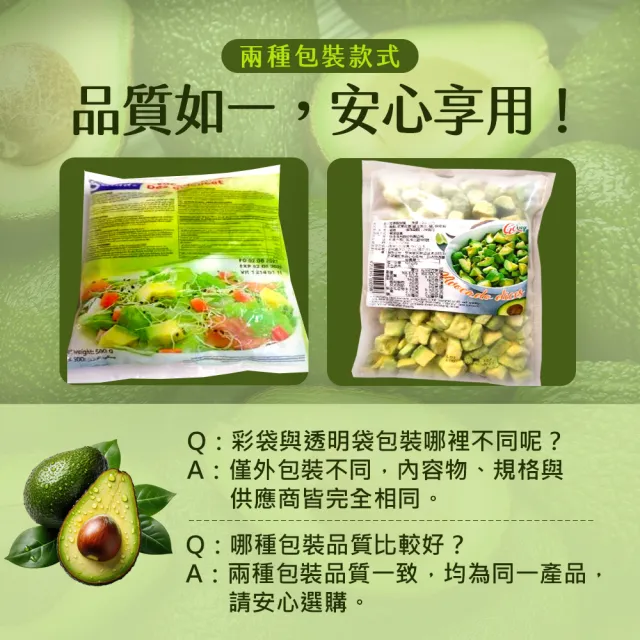 祕魯進口 冷凍酪梨塊(塊狀/片狀)(500g)4包組