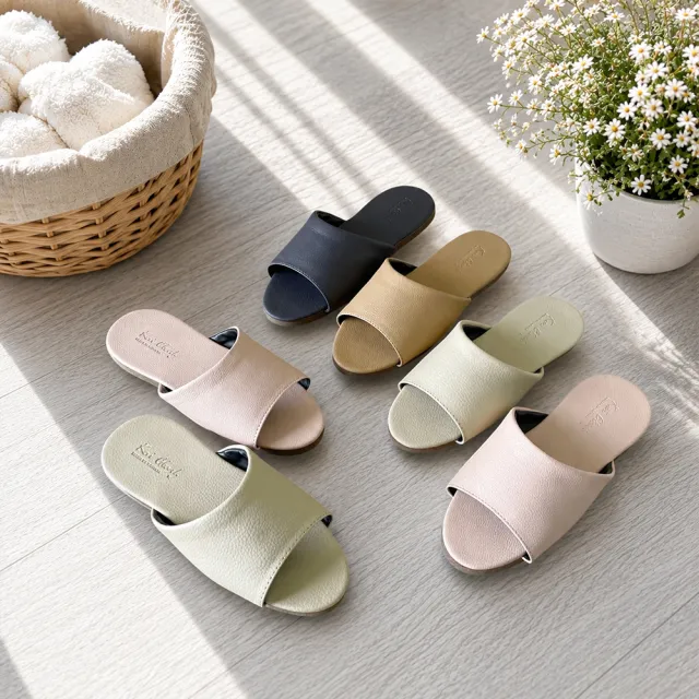 【iSlippers】台灣製造-極致純色-皮質室內拖鞋(成人/兒童款任選)