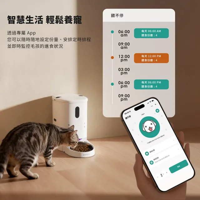 【grantclassic】餵不停 LuxNourish 貓狗自動餵食器 AI萌寵版(雙向視訊 進階攝影機版 官方直營)