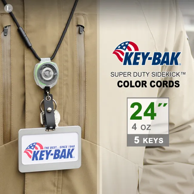 【WCC】KEY-BAK SUPER DUTY Sidekick COLOR CORDS透明殼伸縮鑰匙圈(附徽章扣/掛繩)#0KB12