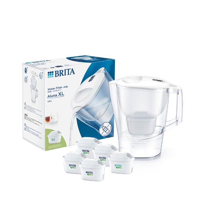 【BRITA】官方直營 愛奴娜Aluna XL濾水壺+4入去水垢濾芯(共1壺5芯)