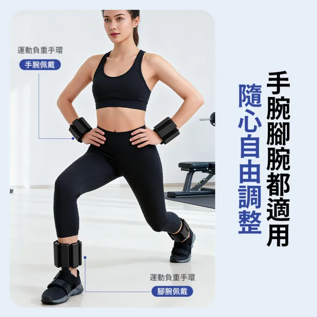 【Friyu】2入組 1磅 可調節健身負重手環 手腕腳踝負重訓練器 運動重量手環 沙包 沙袋
