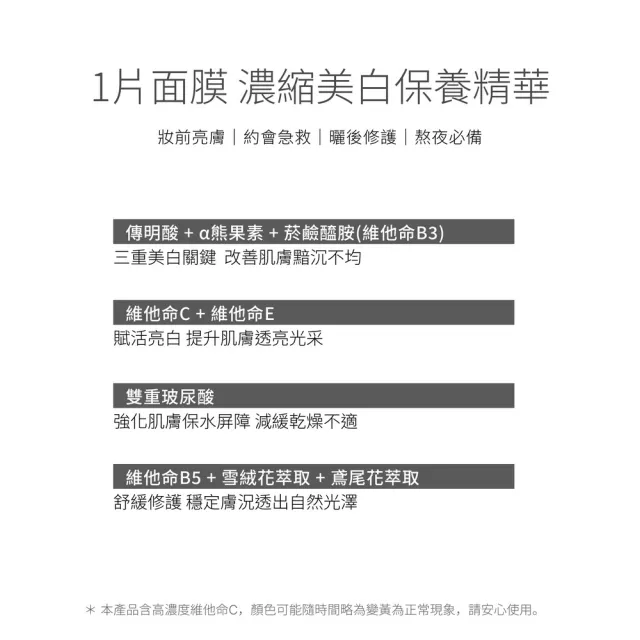 【CEmax】傳明酸美白面膜30天密集組（單片裝*30)淡化班點勻亮膚色雙重突破美白關卡