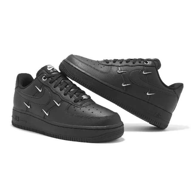 【NIKE 耐吉】休閒鞋 Wmns Air Force 1 07 LX 女鞋 男鞋 黑 金屬小勾 銀勾 AF1(HQ1180-001)