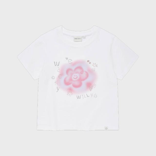 【Wacky WiLLY】官方旗艦館 女款模糊LILY短袖上衣(WMS短版上衣 白色)