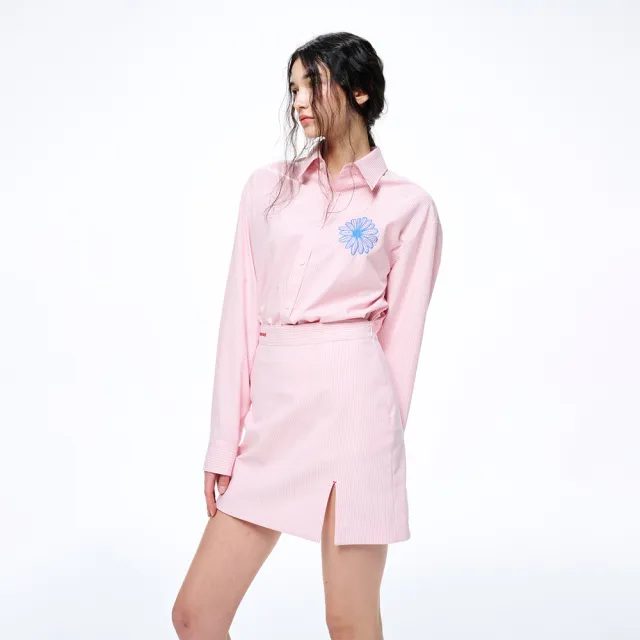 【MARDI MERCREDI】細條紋牛津襯衫 兩色 經典小雛菊 藍花 刺繡 OXFORD SHIRT STRIPE