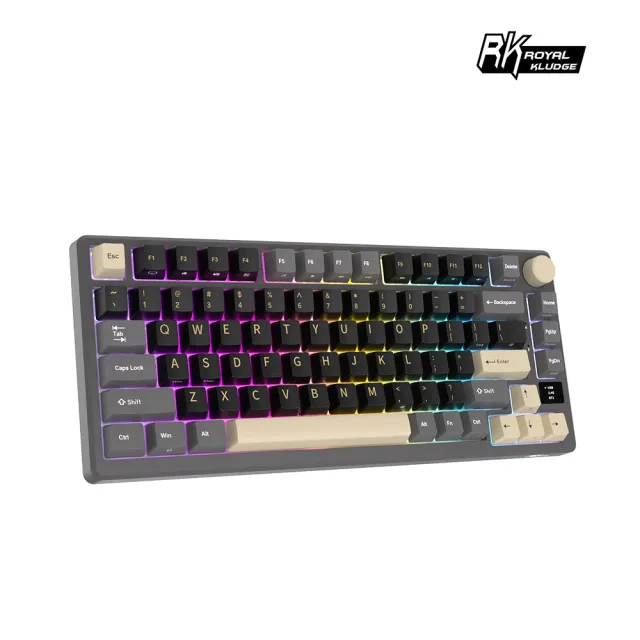 【RK ROYAL KLUDGE】M75 藍牙三模無線機械鍵盤 RGB魅影(PBT/K黃軸/中文注音/旋鈕調整/小螢幕/Gasket)