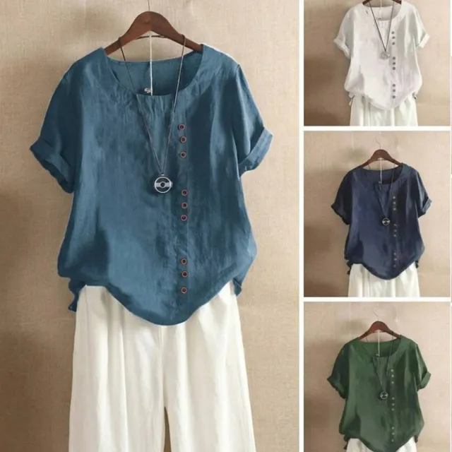 【巴黎精品】現貨+預購 女亞麻棉麻T恤新中式短袖上衣大尺碼寬鬆(夏季圓領日系復古休閒女裝4款b1a29 B)
